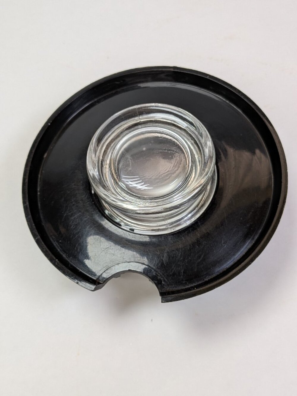 VTG Farberware Style Bakelite Percolator Lid Upturned Flared Rim + Glass Knob